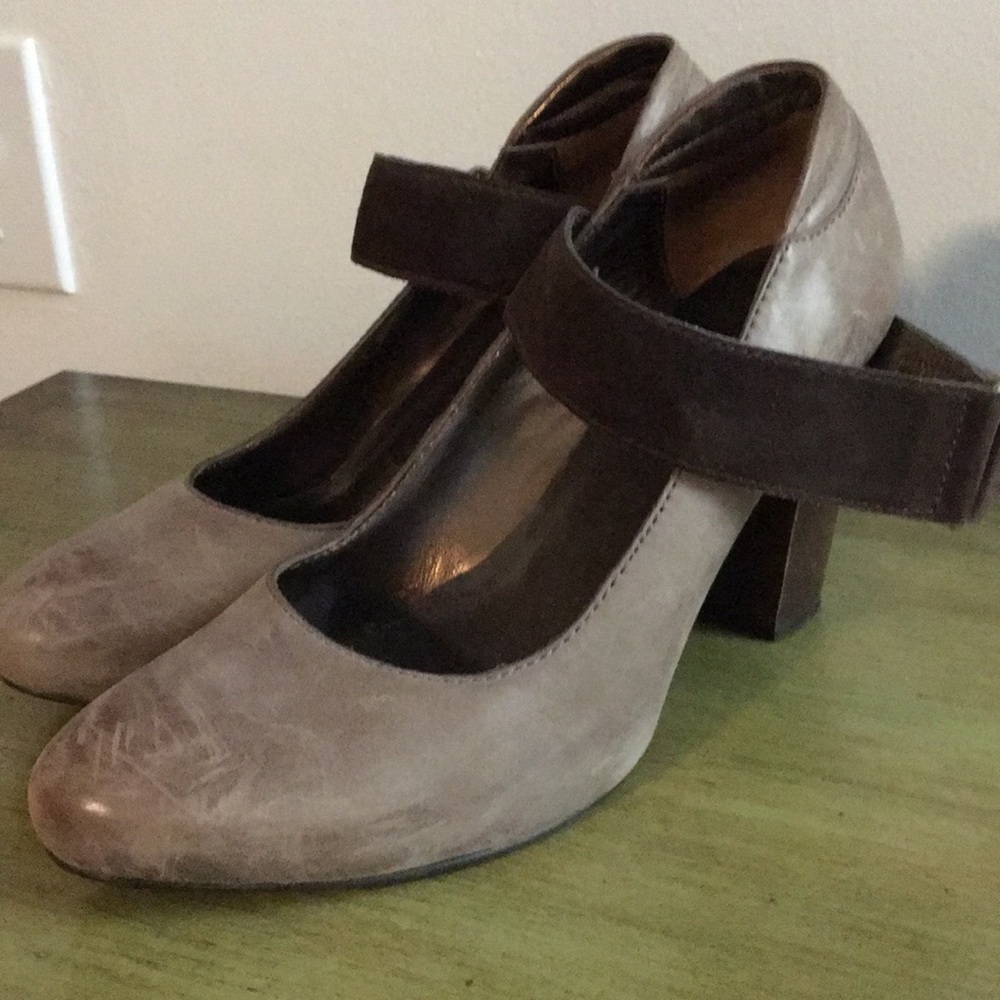 Distressed leather heels